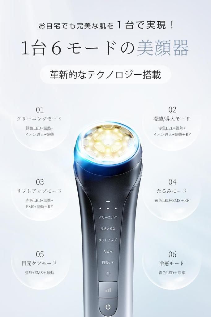 Facial Beauty Device for Home Ion 4000mAh Large 6 3 4 Color Eye Skin Mouth Cooling Stain Gift for Japanese Instruction Manual Included