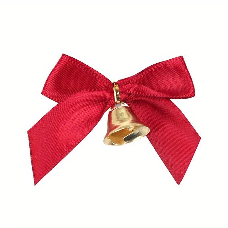 10Pcs Delicate Bowknot Bells Christmas Gift Bows with Small Bells DIY Bows Craft Christmas Tree Decoration Christmas Bow Tie