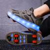 Kid's Luminous Sneakers Led Light Shoes Children's /Boys /Girls USB Charging Glowing Wheels Parkour Roller Skate Shoes