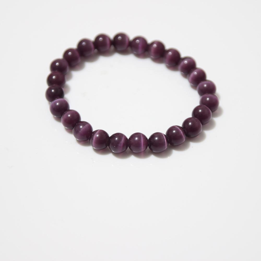 Sky Blue Cat's Eye Bracelet: Round Beads, Fresh Summer Crystal Jewelry for Women and Men