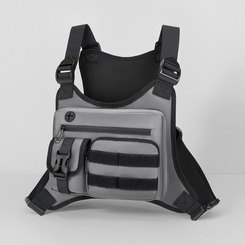 Men's Tactical Chest Pack Outdoor Sports Cycling Vest Multifunctional Front Backpack for Hiking Running