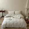 Elegant Rose Embroidery Lace Edge Linen Cotton Bedding Set Double Queen King Size Duvet Cover Flat/Fitted Sheet Pillowcases 4Pcs