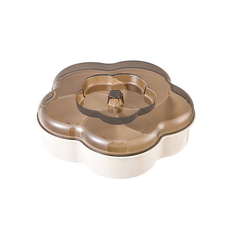 Round Divided Plastic Snack and Candy Tray with Lid