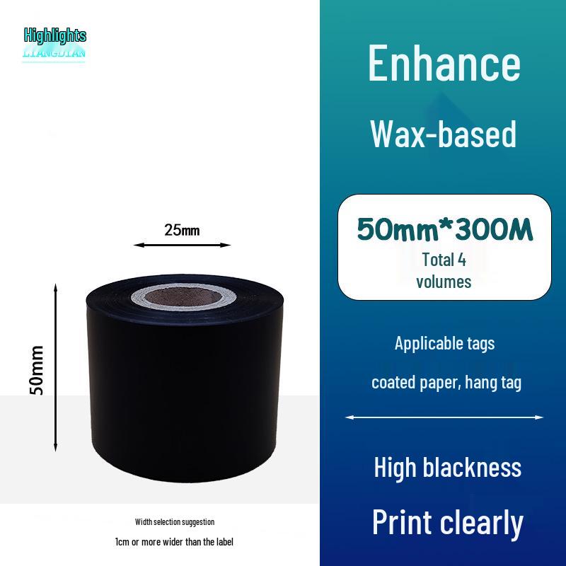 Hybrid Wax-Based Carbon Ribbon Roll for Printer Label Paper, Full Resin 80mm x 60m