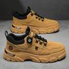 New Autumn Men Sneakers Leather Men's Shoes Outdoor Mountain Short Boots Rotating Buttons Work Shoes for Men Platform Travel