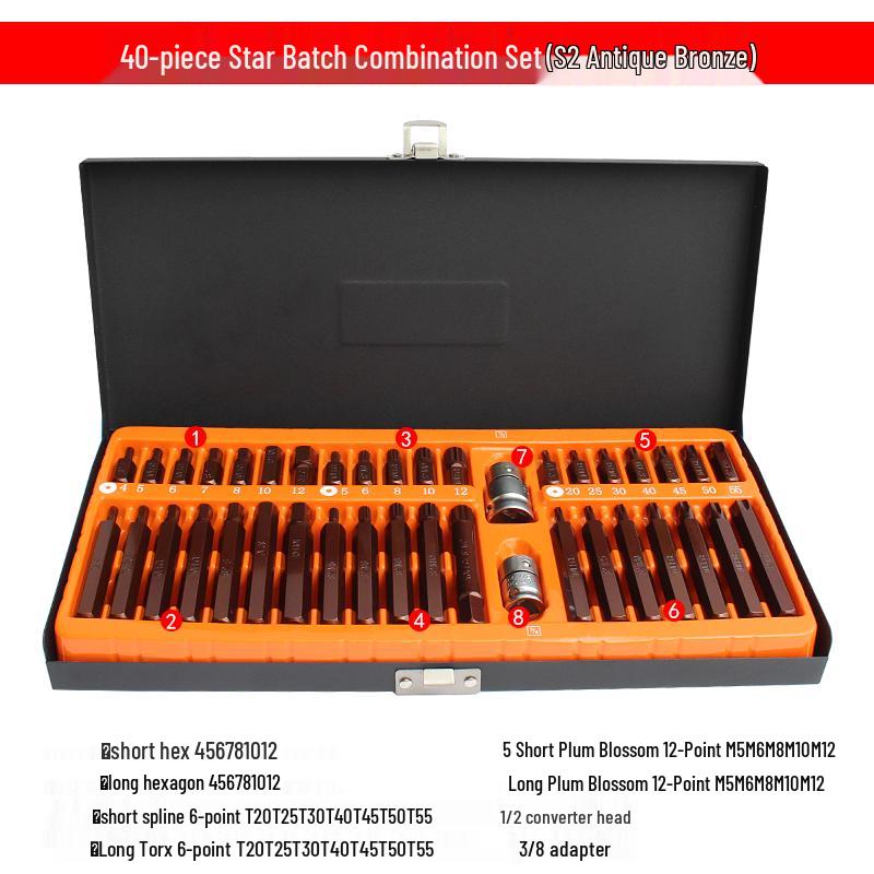 40-Piece Star and Hex Bit Socket Set for Auto Repair and Maintenance