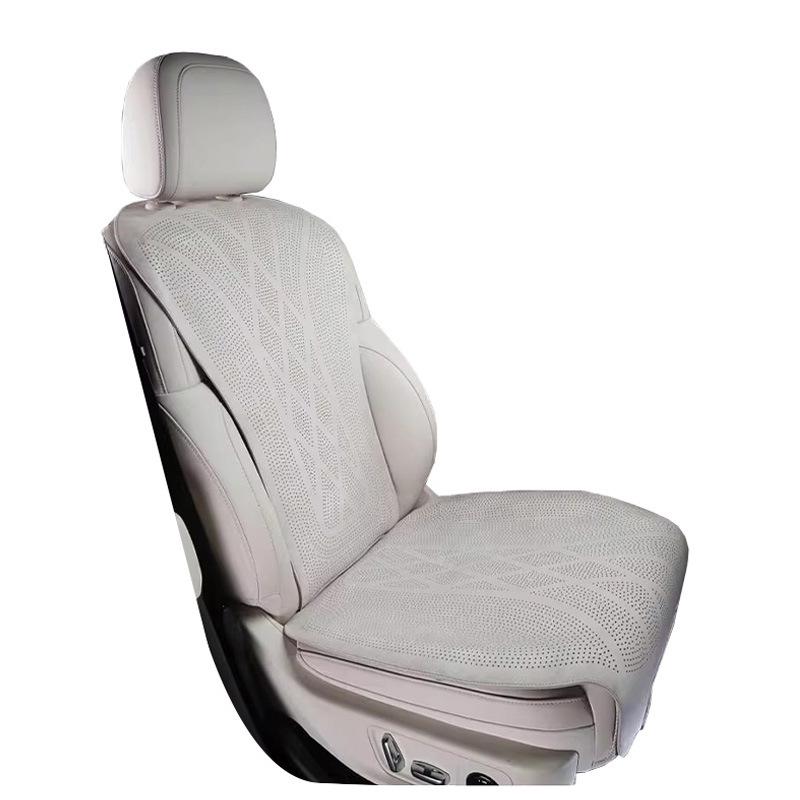 Idealna Uniwersalna Poduszka na Siedzenie Samochodowe z Zamszu L6L7 – Oddychająca, Perforowana, Cztery Pory Roku z Osłoną