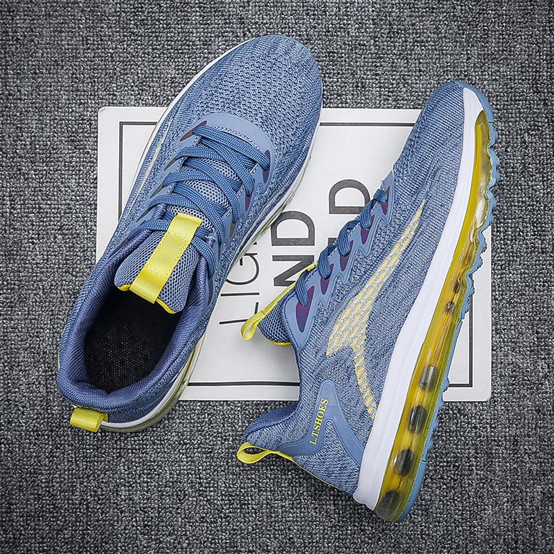 Men's shoes Men's flexible sports casual mesh flying woven shoes lace-up fashion shoes full air cushion stability running shoes