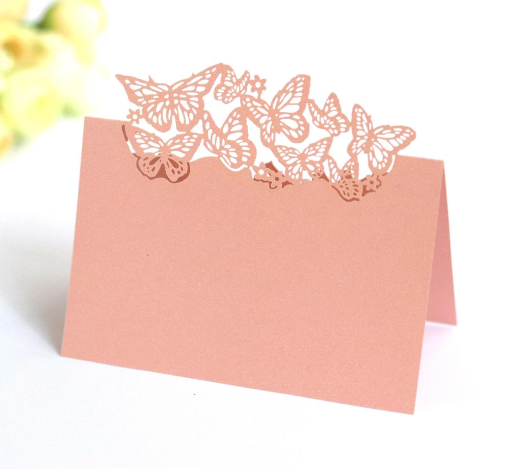 50pcs Seat Card Butterfly Hollow Heart Table Card Wedding Name Sign In Table Wholesale Table Numbers Wedding Thank You Cards