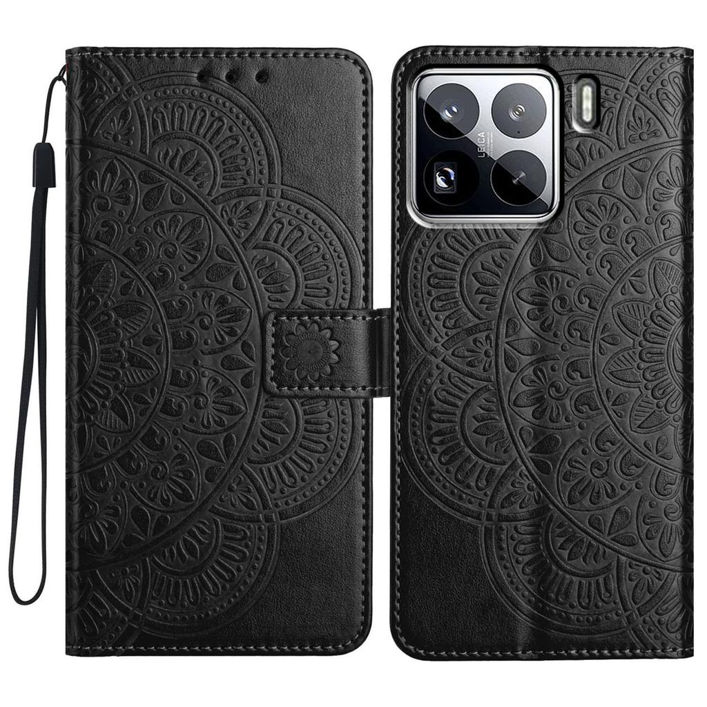 Für Xiaomi 15 Pro Lederhülle mit Kartenschlitzen Mandala-Muster Handyhülle Ständer