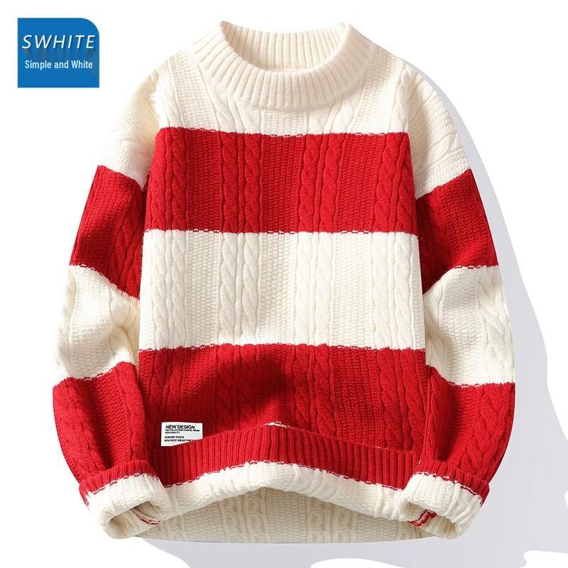 Men's Contrast Stripe Knit Pullover Sweater
