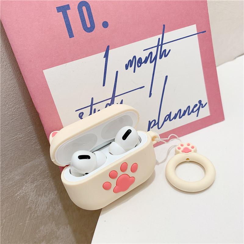 Cute cat paw case suitable for AirPods Pro2 protective case, cartoon 2nd/3rd generation Apple Bluetooth earphones, silicone case