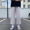 Men's Clothing 2023 New Neutral Solid Color Straight Man Loose Simplicity Fashion Young Style Casual Comfortable Wide Leg Pants