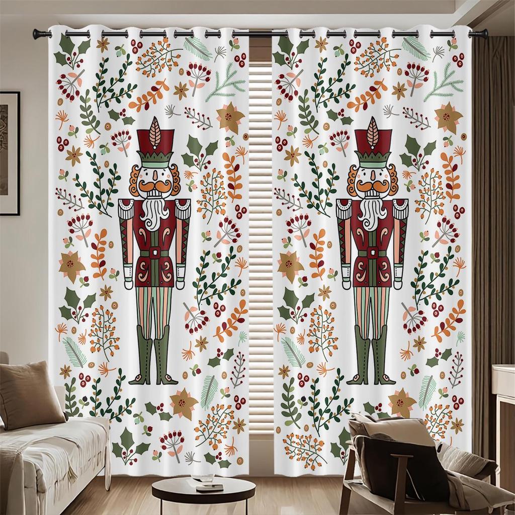 Specialdesignade Nötknäckare Digitaltryck Mörkläggningsgardiner - Tjock Polyester med Värmeisolering & Solskydd