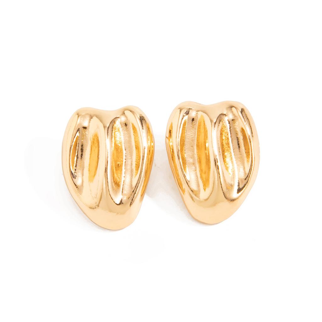 Accessories, Commuter Versatile Irregularly Folded Metal Stud Earrings, Geometric Round Striped Earrings Earrings