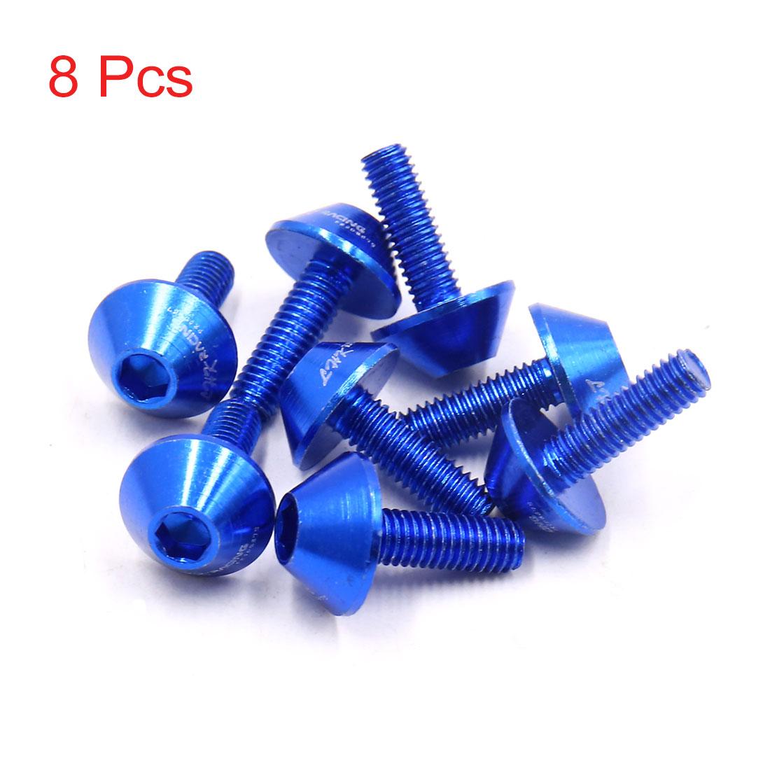 X Autohaux M6 x 15 Aluminum Alloy Motorcycle Hex Socket Head Bolts Screws 4/6/8/10pcs Gold Blue For Cars Motorbike Scooter 8pcs Blue