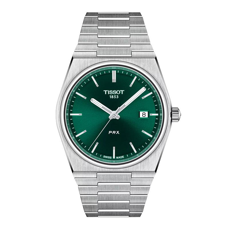 Tissot PRX Quarzwerk Herrenuhren Uhr Grünes Zifferblatt Edelstahlarmband T137.410.11.091.00-