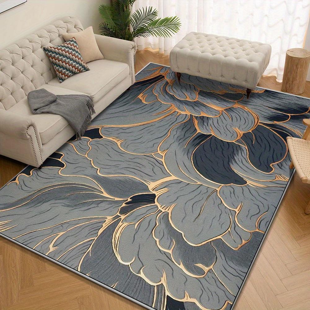 

Роскошный бархатный коврик для зоны Ультрамягкий машинная стирка Нескользящая основа Абстрактный геометрический дизайн Синий Золотой Гостиная Спальня 50x80cm20x31in