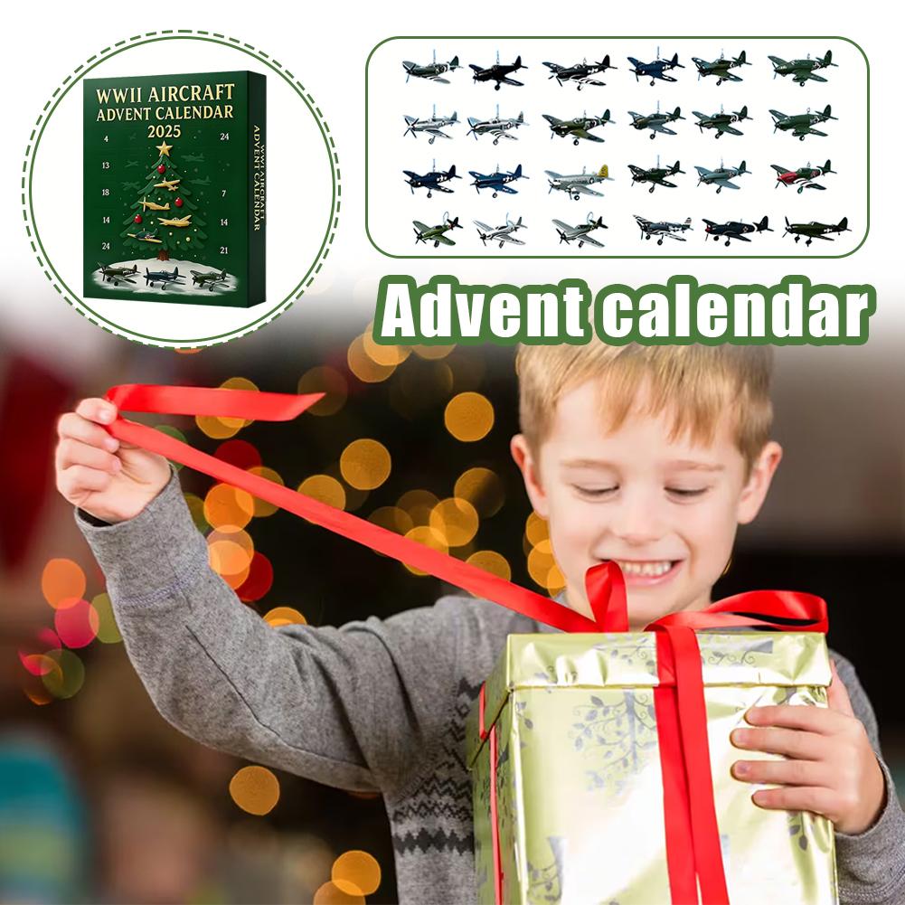 1pcs 2025 Aircraft Advent Calendar Christmas Countdown Fighter Jet Surprise Gift Military Theme Acrylic Ornaments Collection