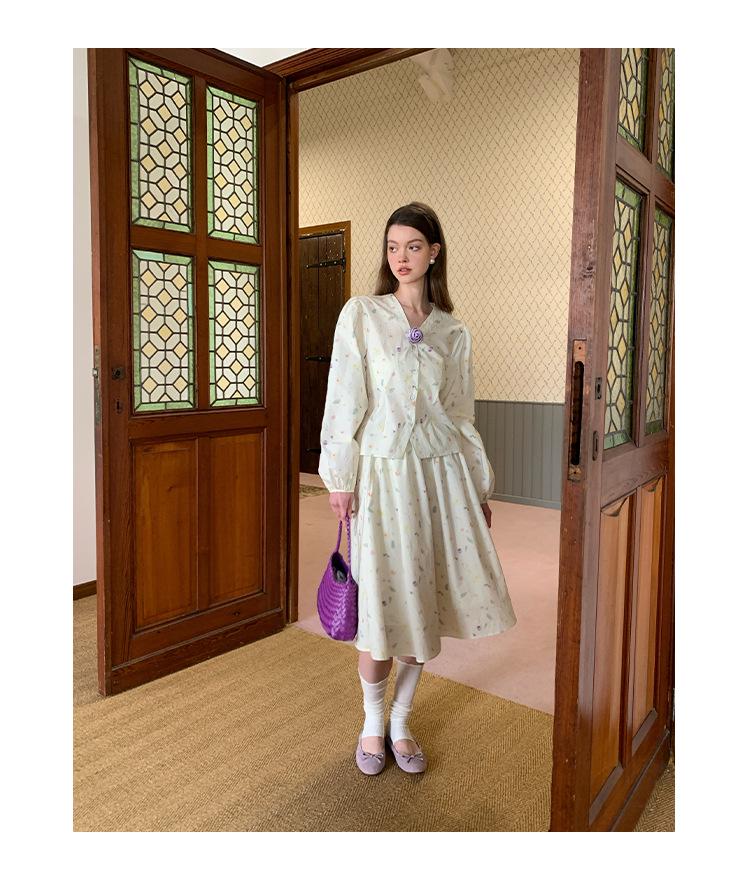 NEWOPEN 2025 Early Spring French Floral A-Line Midi Skirt C3623 – Sweet, Fresh, Age-Reducing Design