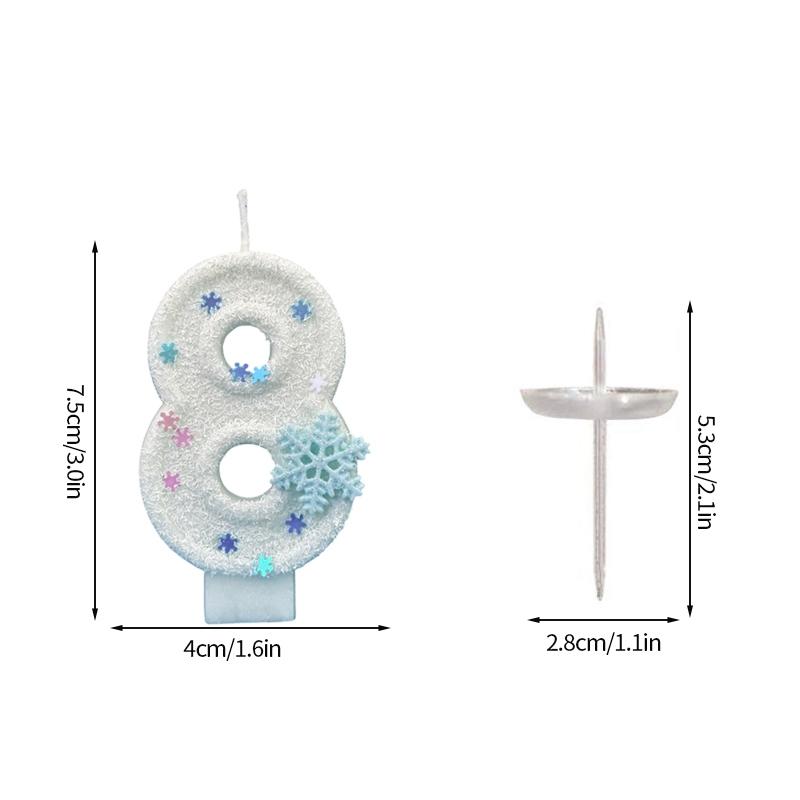 Digital Cake Candle Decoration Snowflake  Number Candles for  Girl Kid  Birthday Cake Topper  Baby Shower Christmas Party Decor