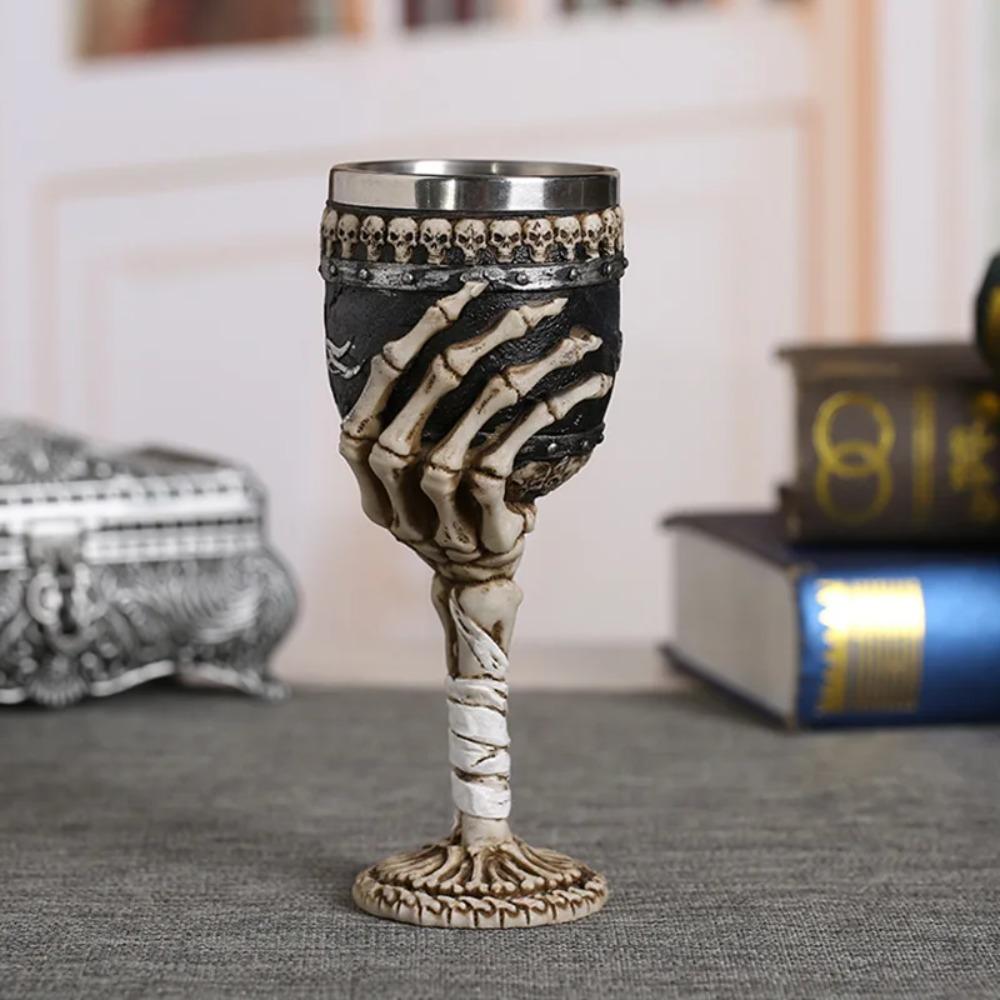 

Skeleton Gothic Wine Cup Punk Skull Goblet Viking Dragon Drinking Mug Halloween Gift Style H