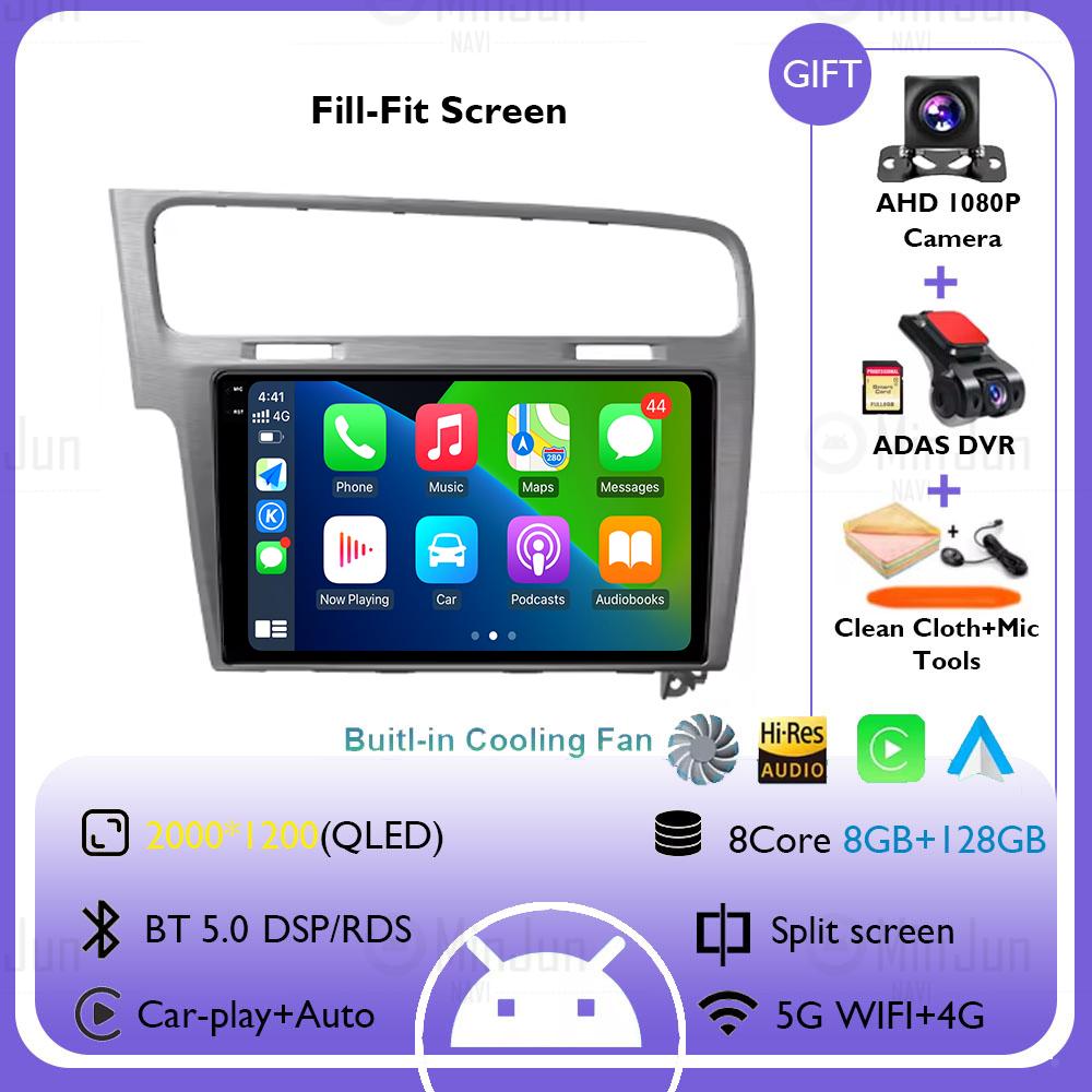 Android 14 Silver Gray Car Radio For Volkswagen VW Golf 7 MK7 GTI 2011-2021 Wireless Carplay Auto Multimedia Stereo Video Player