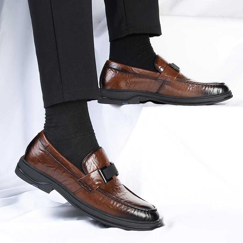 Fashion Versatile Mens Leather Shoes Spring New Casual Men Shoes Korean Version Simple Soft Soled Business Leather Shoes for Men