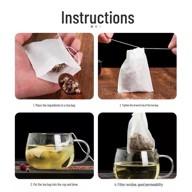 Non-Woven Disposable Drawstring Tea and Soup Straining Bags, Food Grade