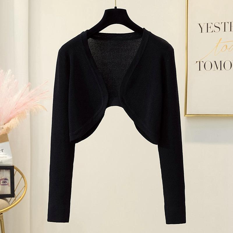 Autumn Thin Long Sleeve Slim Fit Knitted Cardigan Women Fashion Casual Solid Simple Cardigans Coat Elegant Office Ladies Short Sweaters Jacket 25183