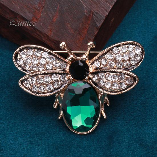 Cute Rhinestones Faux Gem Brooch Pin Bee Shape Suit Lapel Shawl Scarf Badge Wear-resistant Faux Silk Buckle Fashion Accessories