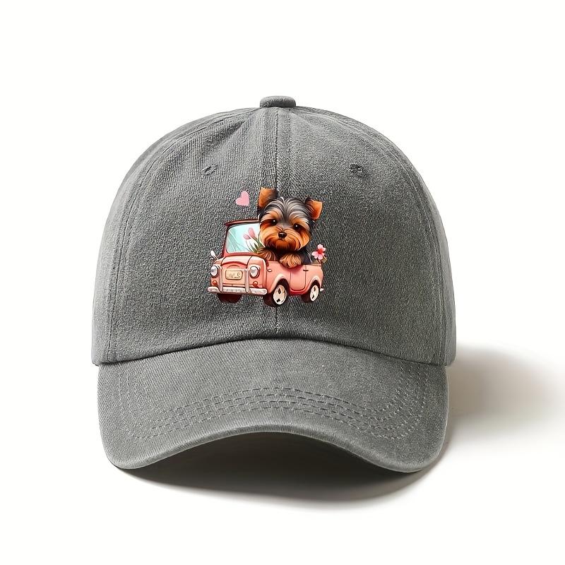 

Puppy Driving Pink Car Baseball Cap Unisex Adjustable Outdoor Pet Lover Gift One Size сірий