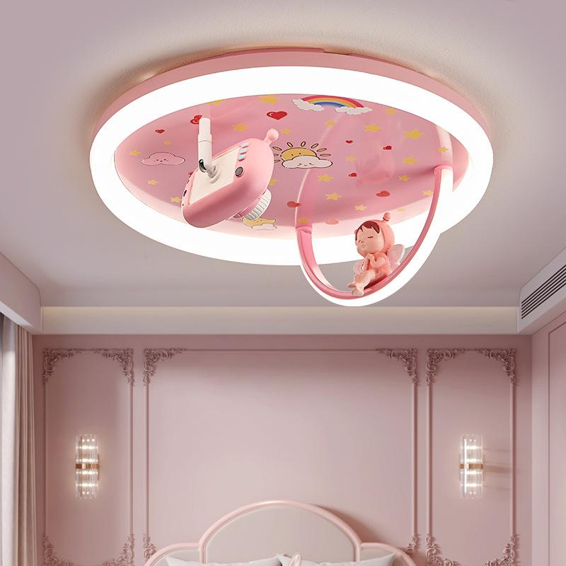 Lampă de tavan cu unicorn pentru cameră prințesă, telecomandă, cu LED, candelabru roz de tavan pentru dormitor, fetiță, copii