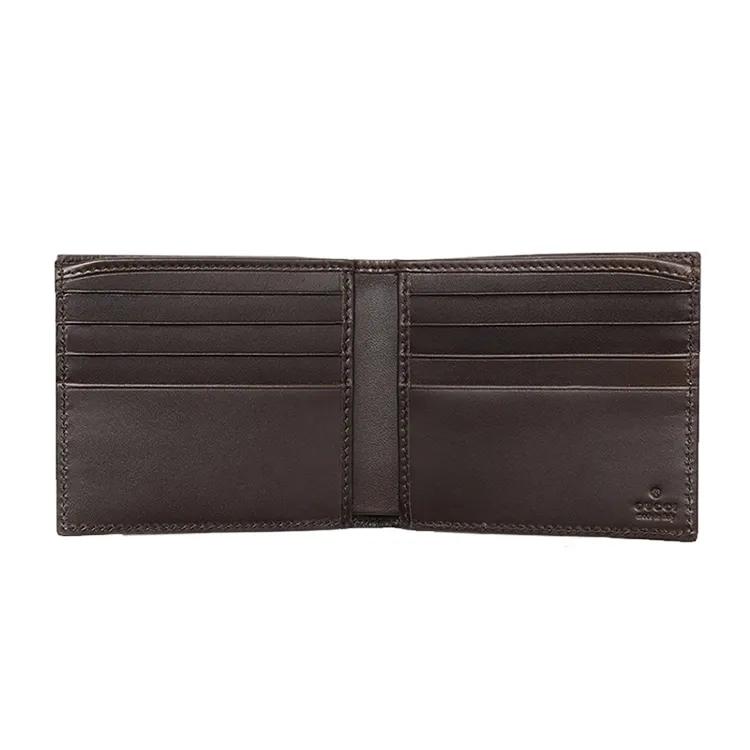 GUCCI Canvas Leather Wallet Men's Ebony / Brown (Unisex) Wallets 408827 KLQCN 8461