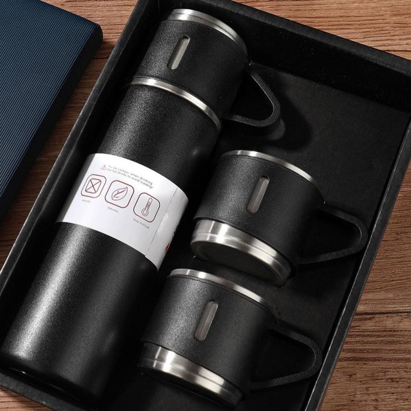 500ml/16.9oz Thermos Cup Set Portable 304 Stainless Insulated Bottle Office Business Style Coffee Vacuum Mug Hot&Cold Drinkware