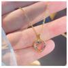 Women Colorful Full Zircon Heart Shaped Titanium Steel Clavicle Necklace
