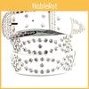 Genuine Leather Womens Wide Belt With Sparkling Rhinestone Design For Casual Wear