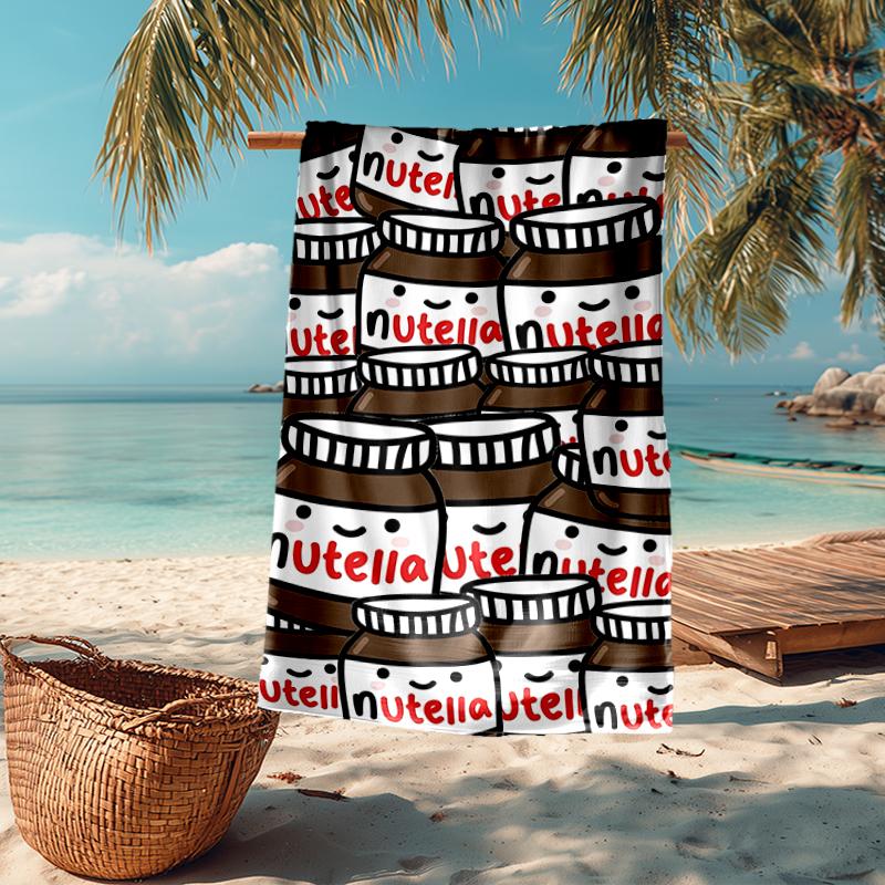 Ultra-Soft Beach Towel with Nutella Theme,Ideal for Pool - Camping, Diving - Perfect Travel Essential, Vibrant Beach Towel.