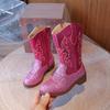 Stivali Alti da Principessa per Bambina Autunno Inverno Stivali Lunghi in Denim per Bambina Stivali Western in Ecopelle Ricamati per Bambini Taglia 27-37