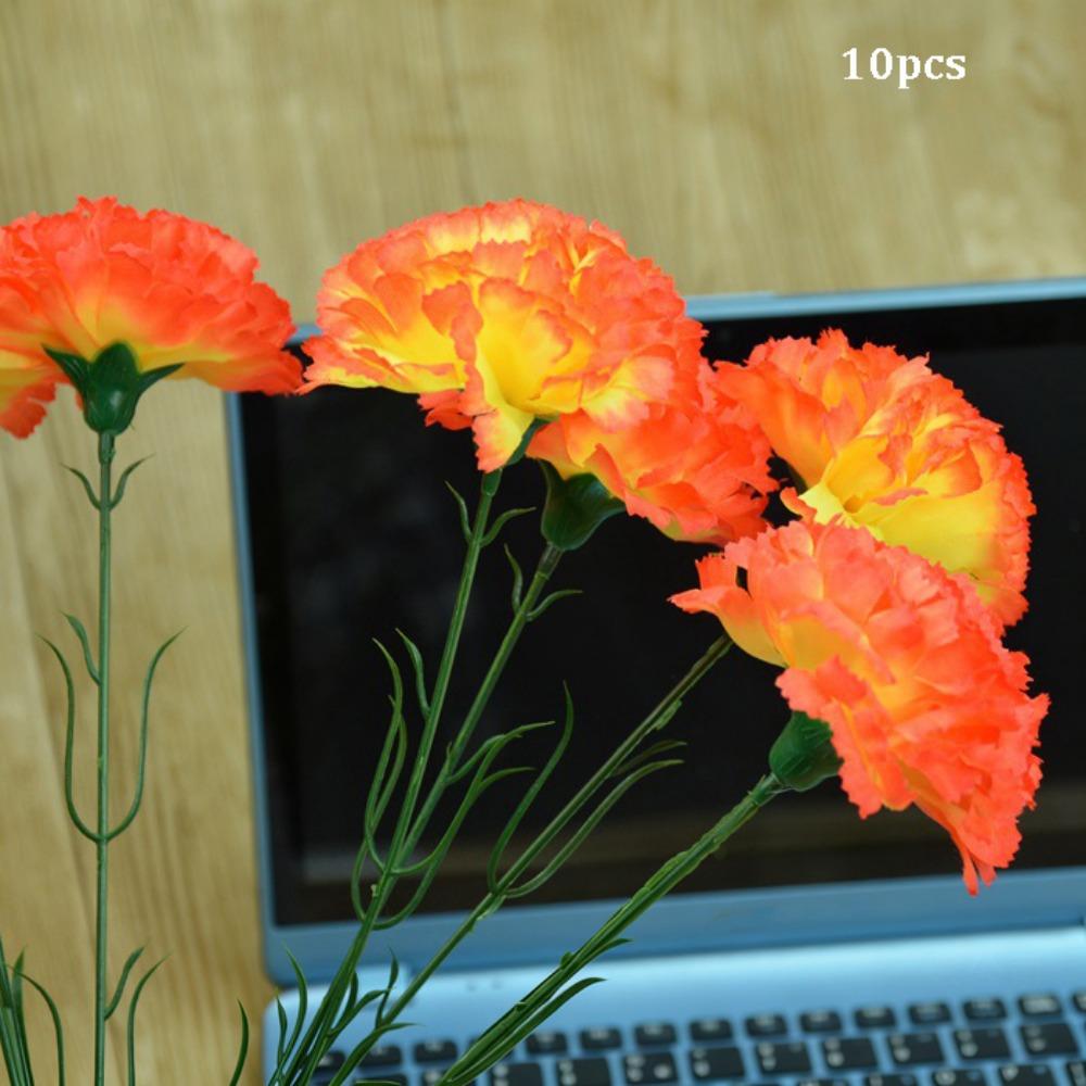 10pcs High Quality 10 Heads Artificial Flowers Silk Multicolors Wedding Arch Decor Carnation Small Carnation