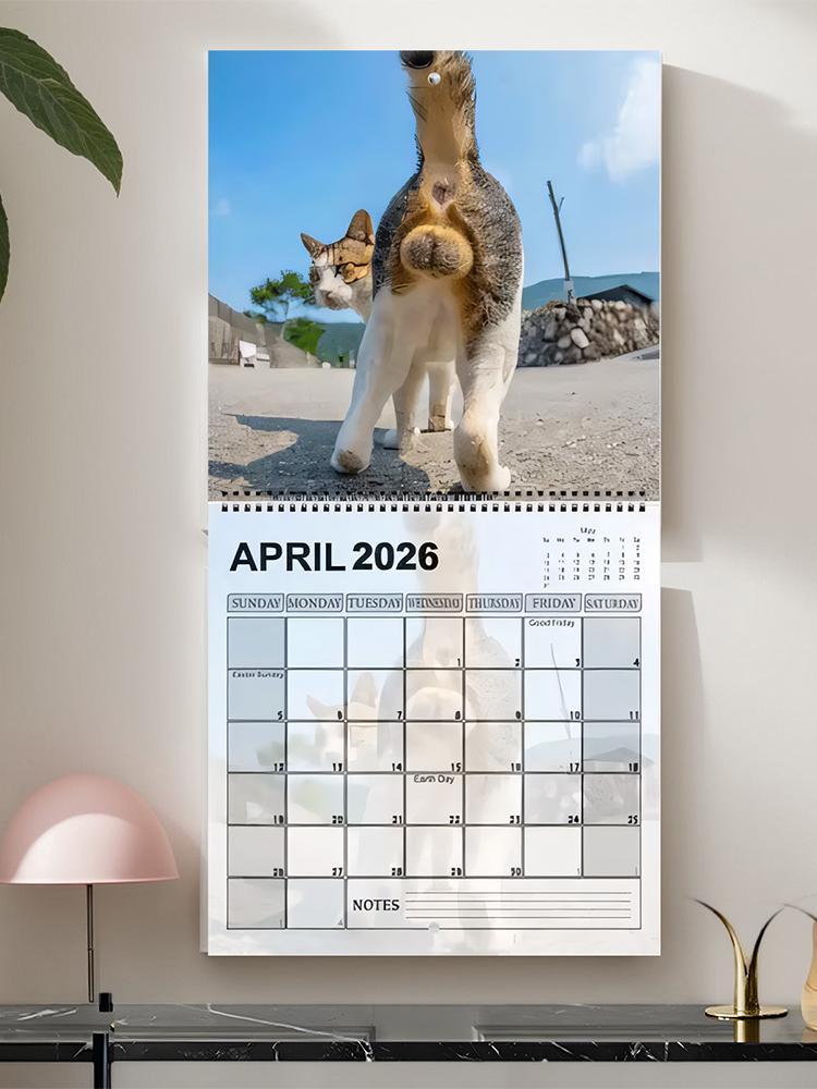 Cat Buttholes Calendar 2026 - 12 Monthly Wall Calendar Hilarious Gag Present for Cat Lovers Friends Home Wall Office Desk