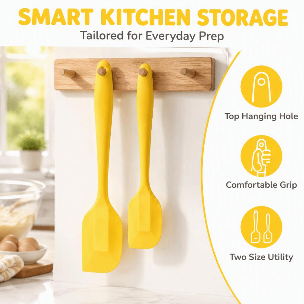 2pcs High Heat-Resistant Silicone Spatula Set Long Handle Silicone Butter Spatula Cooking Class