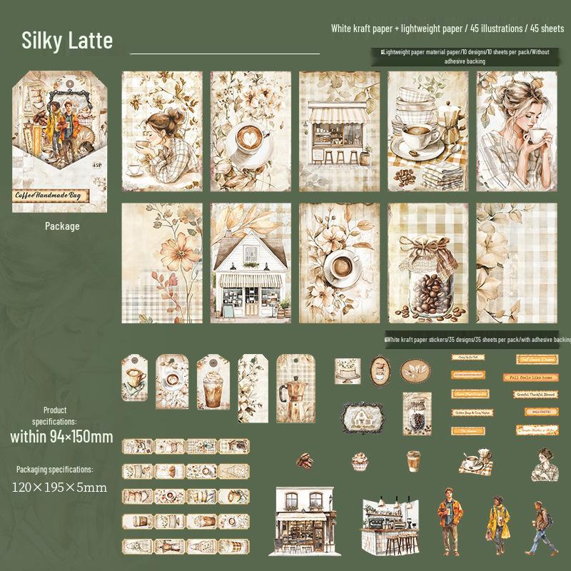 Krásný den Kávový retro deníkový balíček: Dekorace scény a série koláží