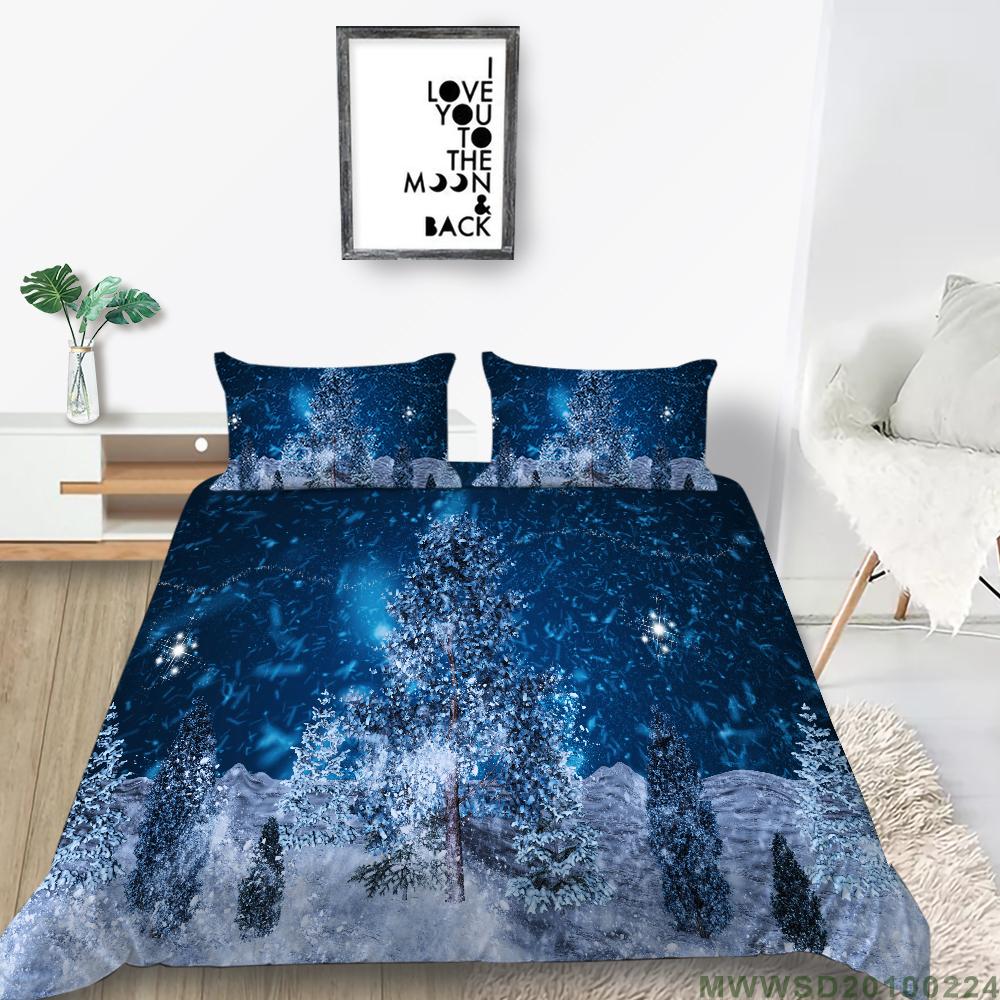 Christmas Home Bedding Set Deluxe Quilt Cover Pillow Case Home Bedding Set AU/EU/US Full Size Single/Double Bed