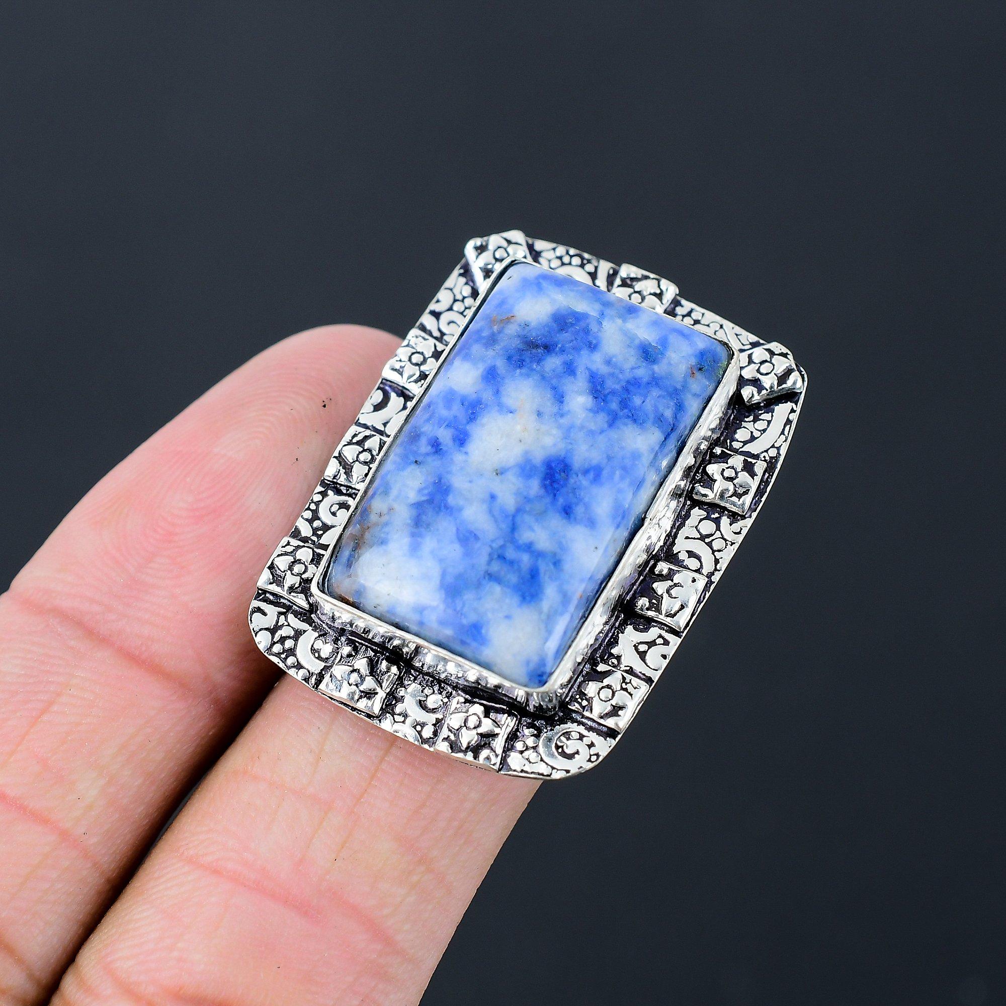 

Gift For Women Solitaire Ring Size 7 925 Silver Natural Sodalite Gemstone 7