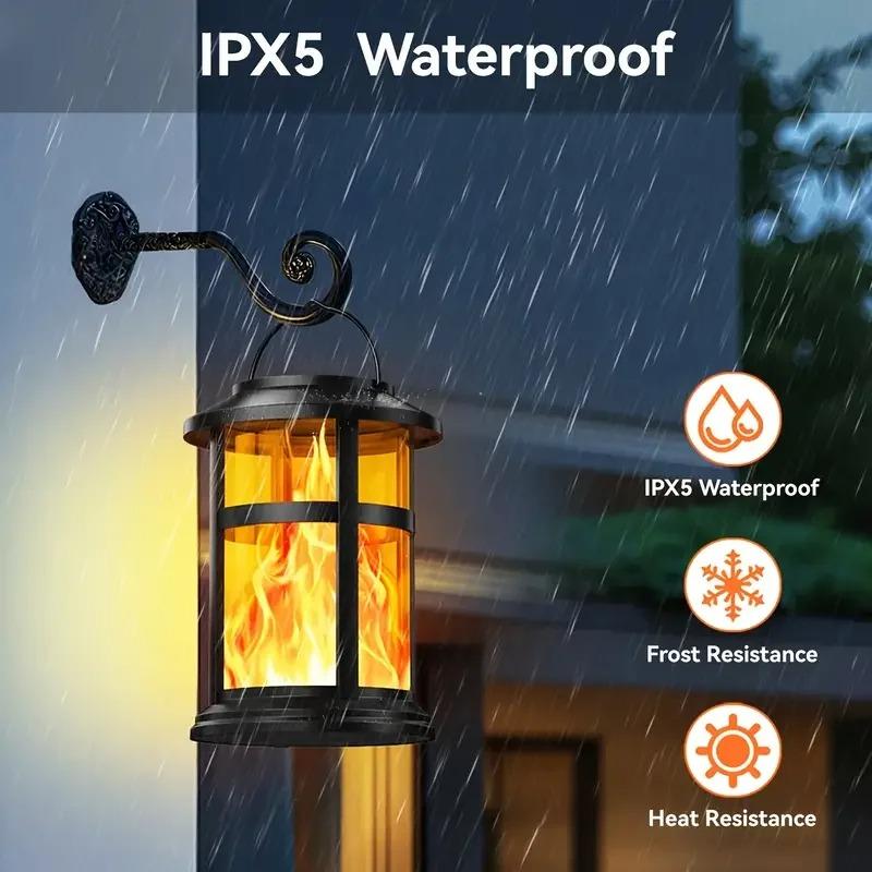 Solar Powered Flame Lantern Clip Light High Power Outdoor Garden Landscape Lamp For Street Yard Pathway Lighting Decoration