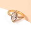 2026 Women's Marquise Cut Main Stone Ring with Micro-Paved Diamonds and Cross Band - Elegant High-End Jewelry
