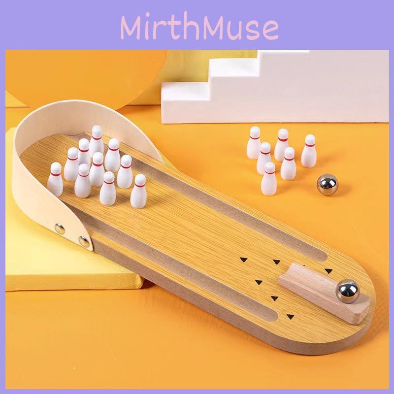 Mini Bowling Wooden Set For Kids Family Game Puzzle Toy For Entertainment Indoor