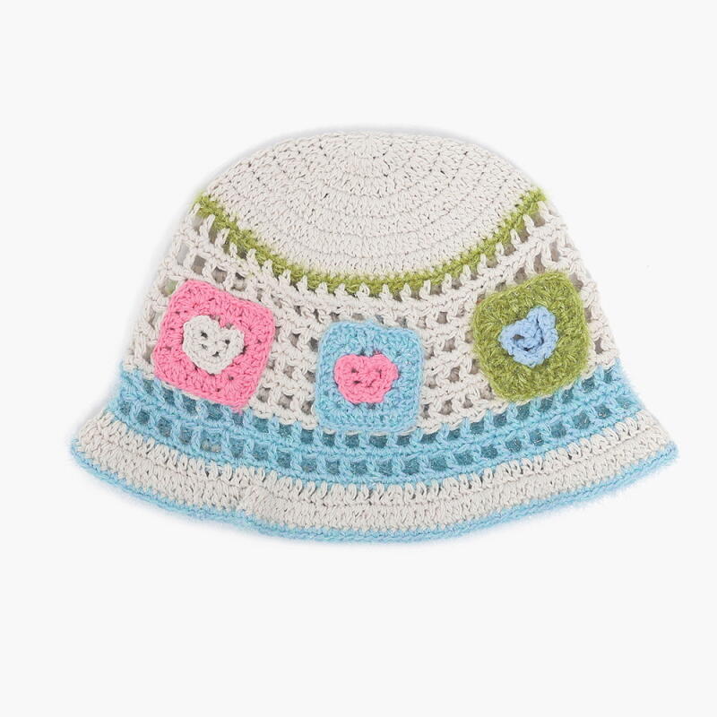 Women s Heart Cute Pearl Knit Sparkly Bucket Hat C8181_Blue