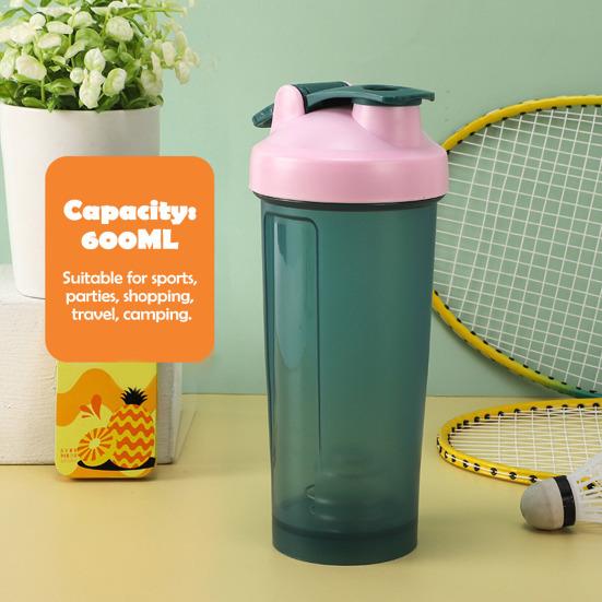 Proteinpulver Shaker med Miksekule 600ml Bærbar Shakerkopp med Bred Åpning for Enkel Miksing Whey Protein Shakerflaske for Shakes Kosttilskudd
